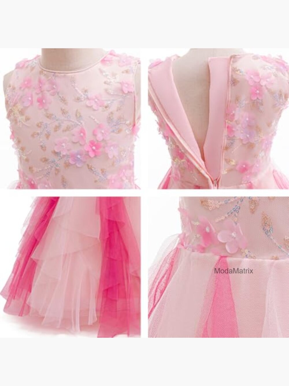 Flower Girl Dress Princess Pageant Tulle Gown Formal Occasion Sleeveless - Picture 5 of 7